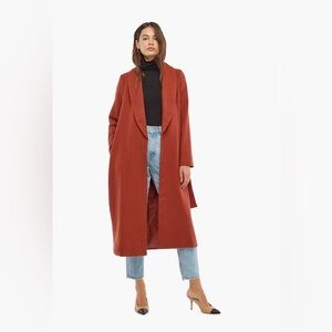 JustFab Rust Shawl Collar Long Coat